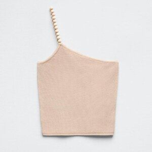 Zara Asymmetric Beaded Knit Top